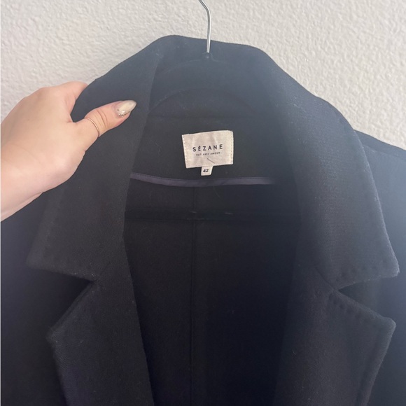 Sezane Wool-blend Black Coat - Picture 9 of 10